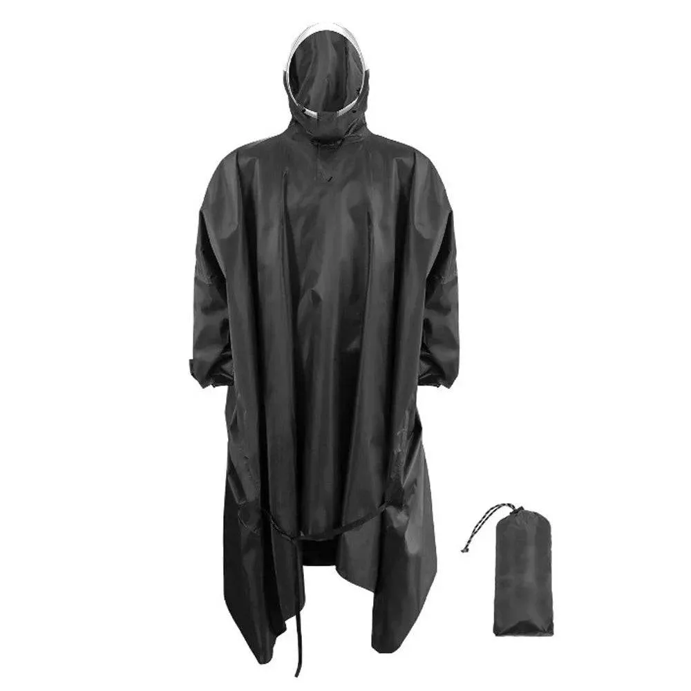 Hooded Waterproof Rain Coat Lightweight Reusable Rain Poncho with High-definition Transparent Brim for Hiking Camping Fishing