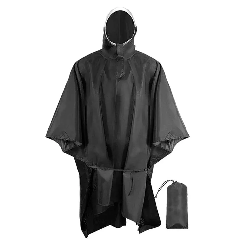 Hooded Waterproof Rain Coat Lightweight Reusable Rain Poncho with High-definition Transparent Brim for Hiking Camping Fishing