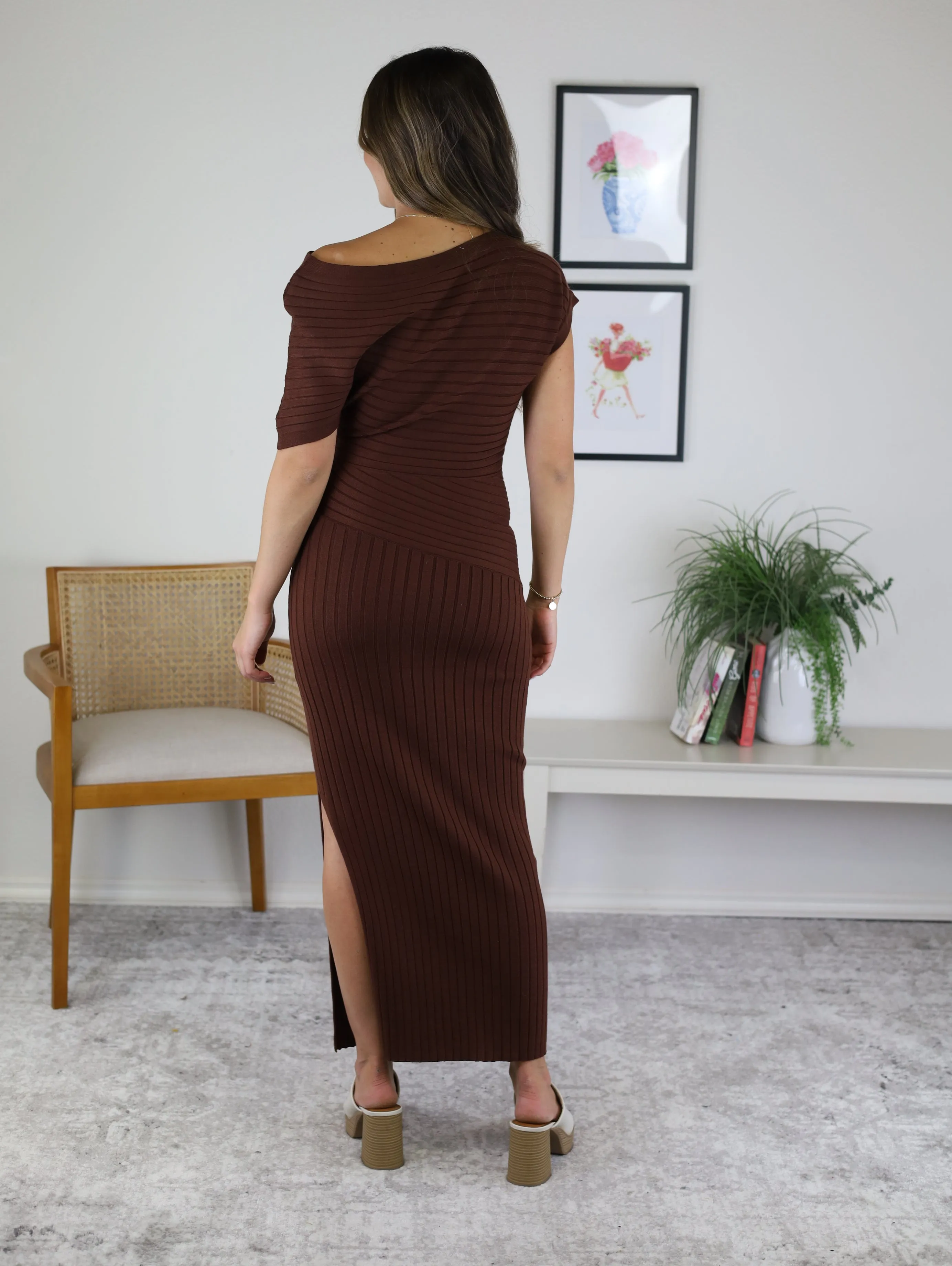 Hunter Off Shoulder Knit Midi Dress