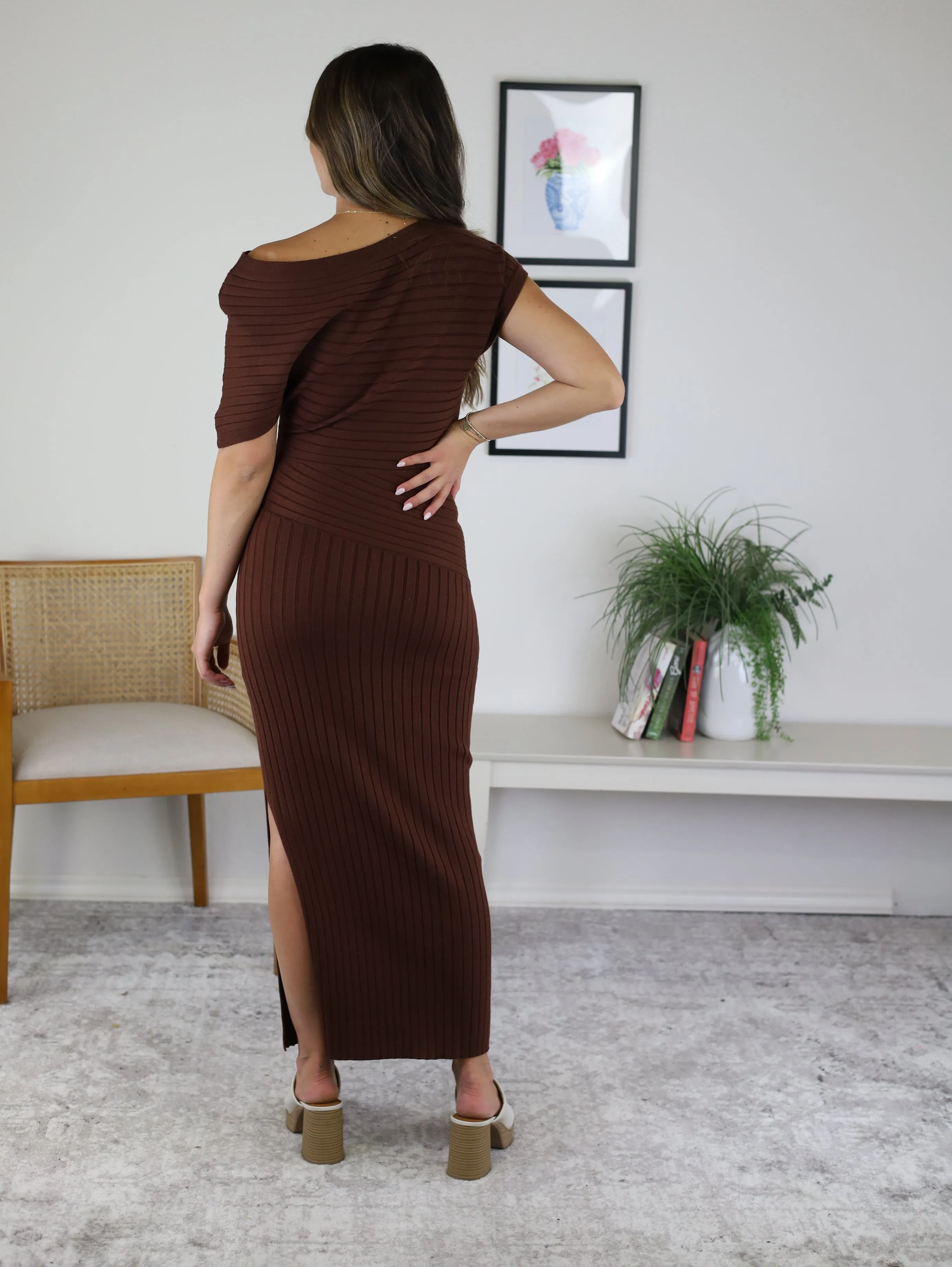 Hunter Off Shoulder Knit Midi Dress