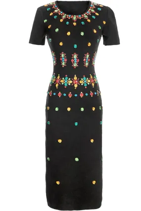 Hurley Black Evening Knit Dress with Crystals