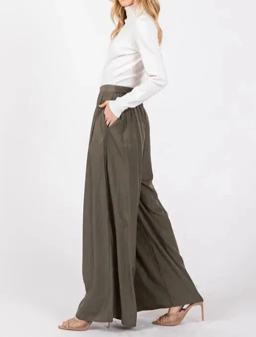 In Office Front Pleated Wide Leg Trouser Pants (Assorted Colors)