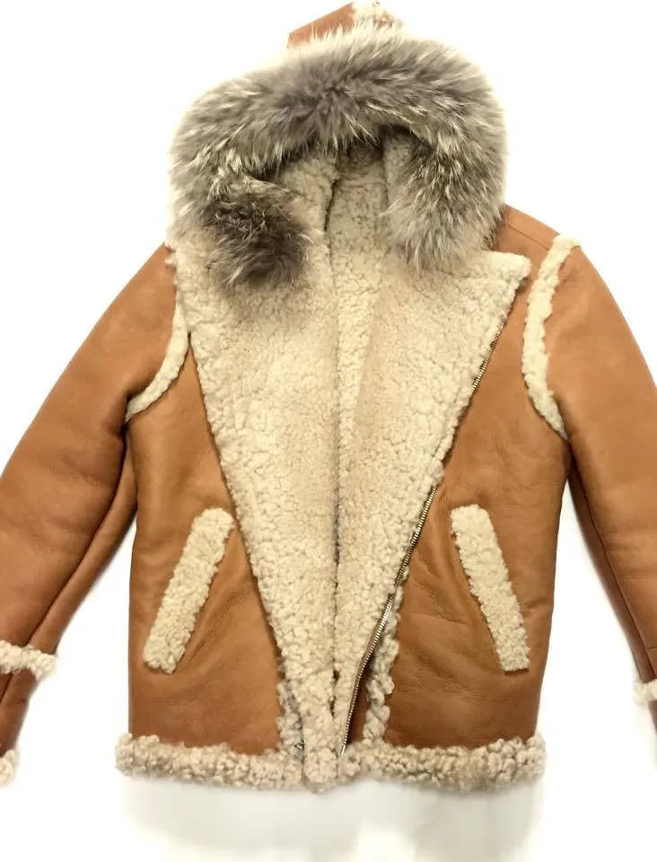 Jakewood Cognac Biker Style Shearling