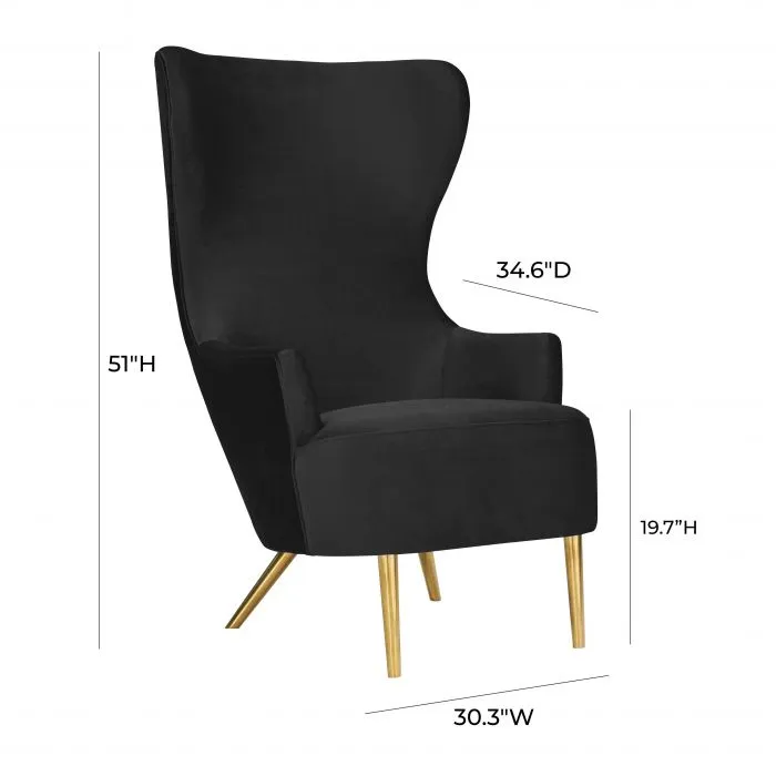 Julia Black Wingback Velvet Chair