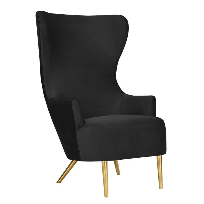 Julia Black Wingback Velvet Chair