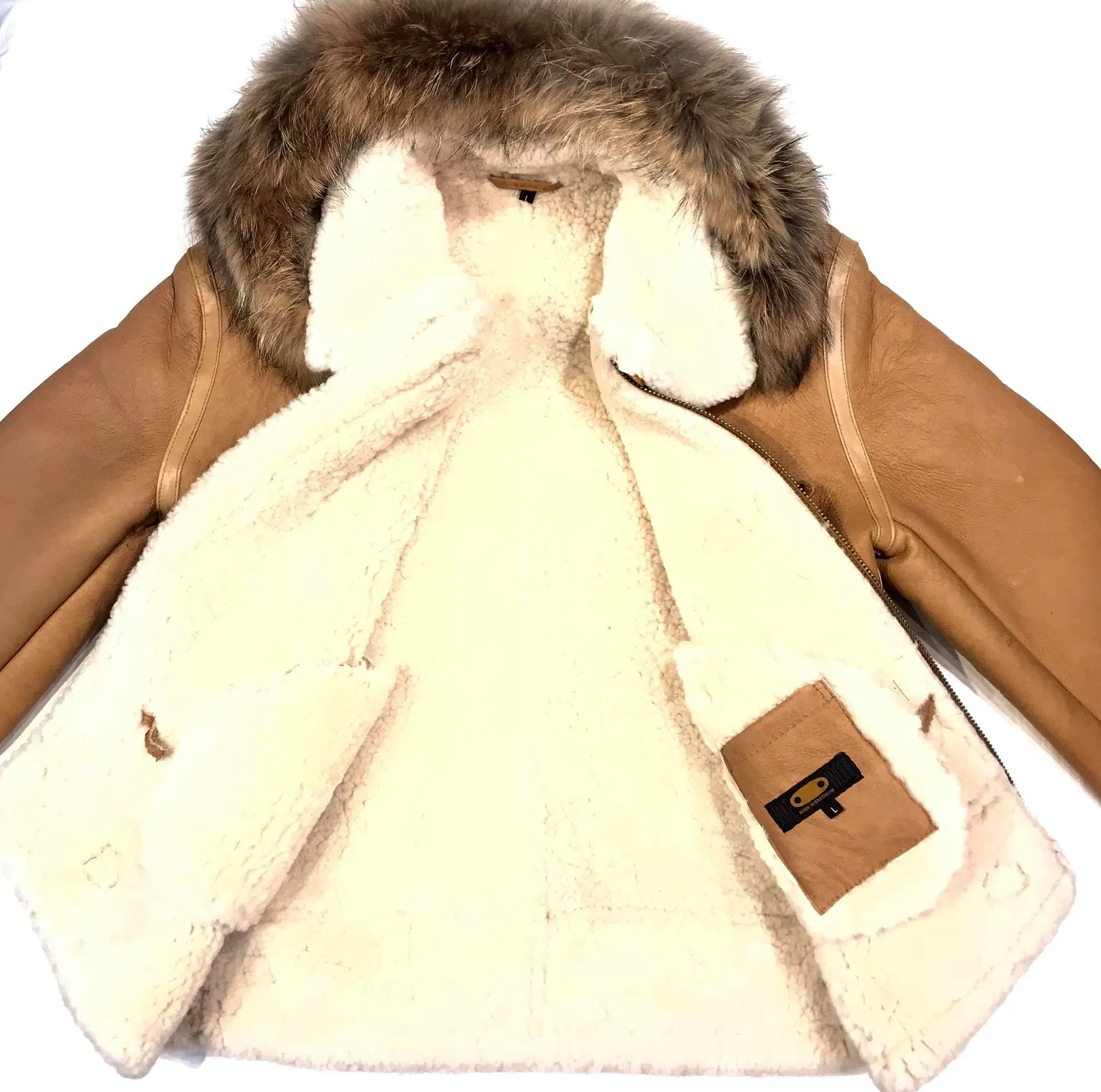 Kashani Peach Duffel Aviator Shearling Jacket