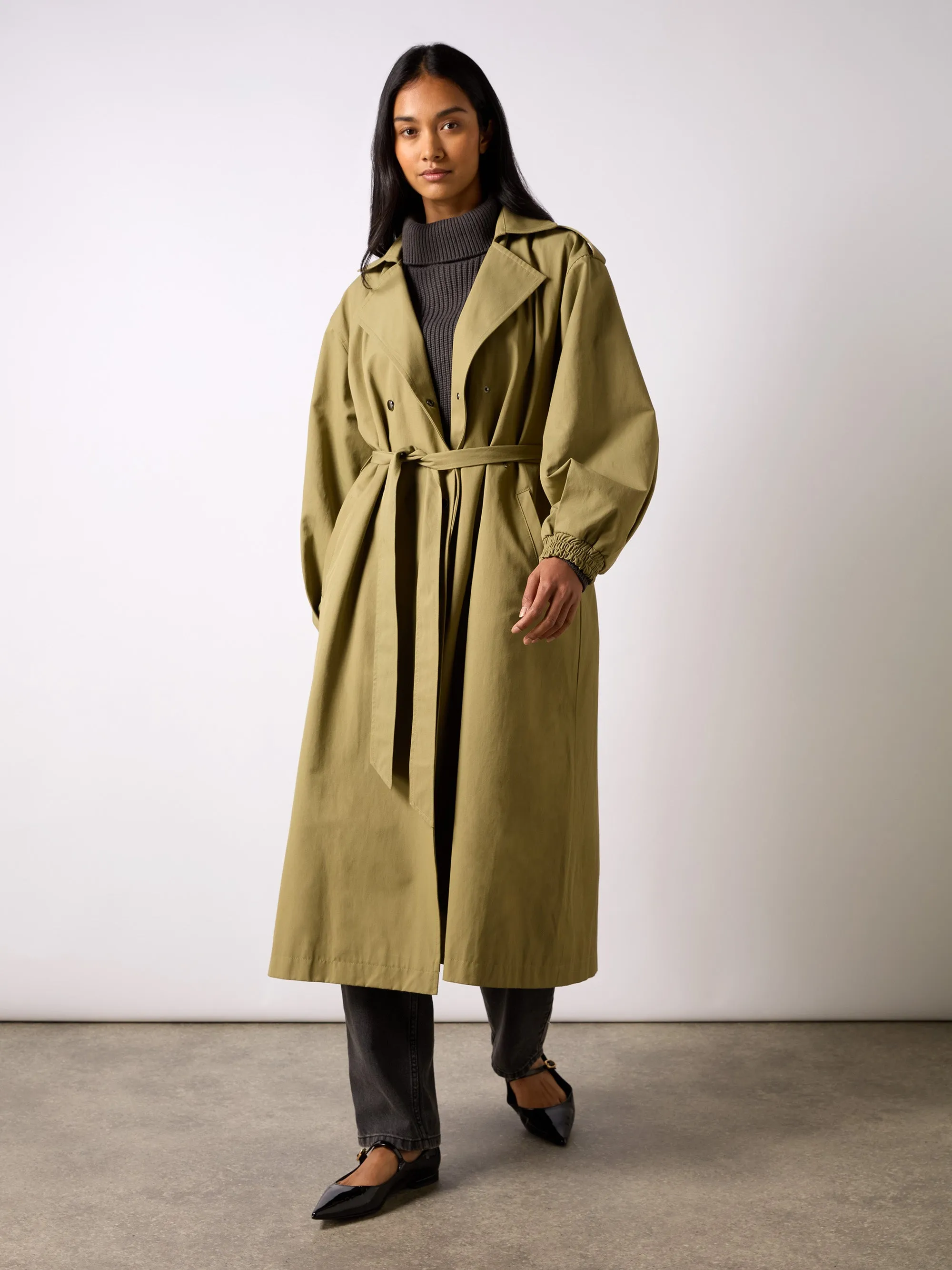 Khaki Belted Trench Coat