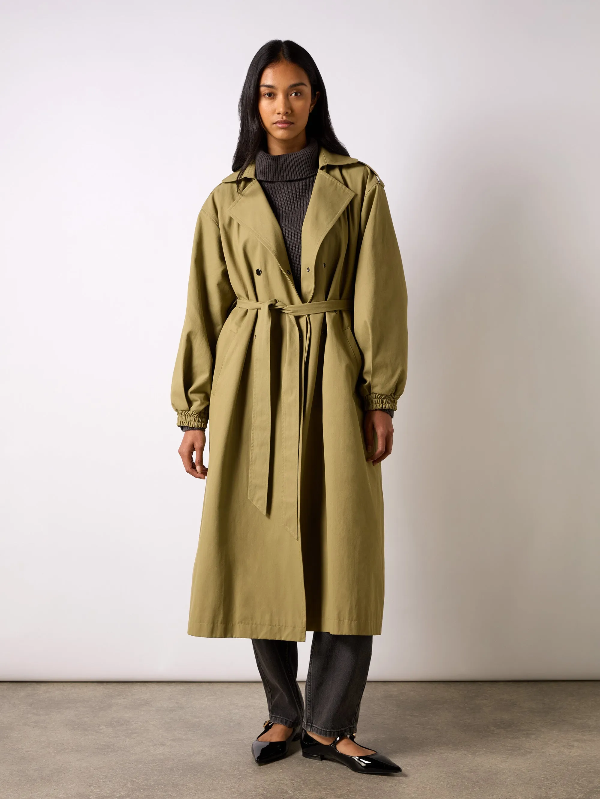 Khaki Belted Trench Coat