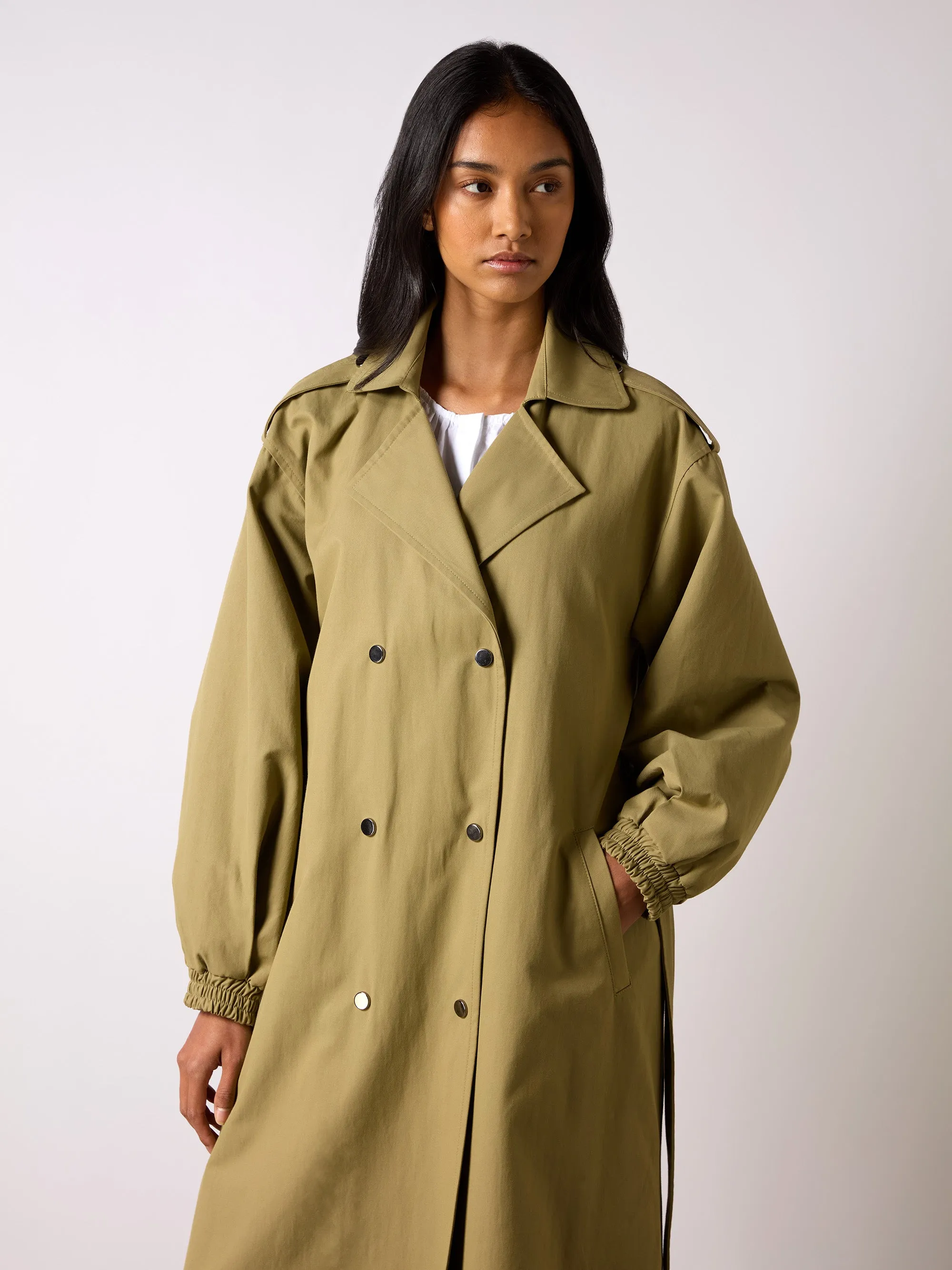 Khaki Belted Trench Coat