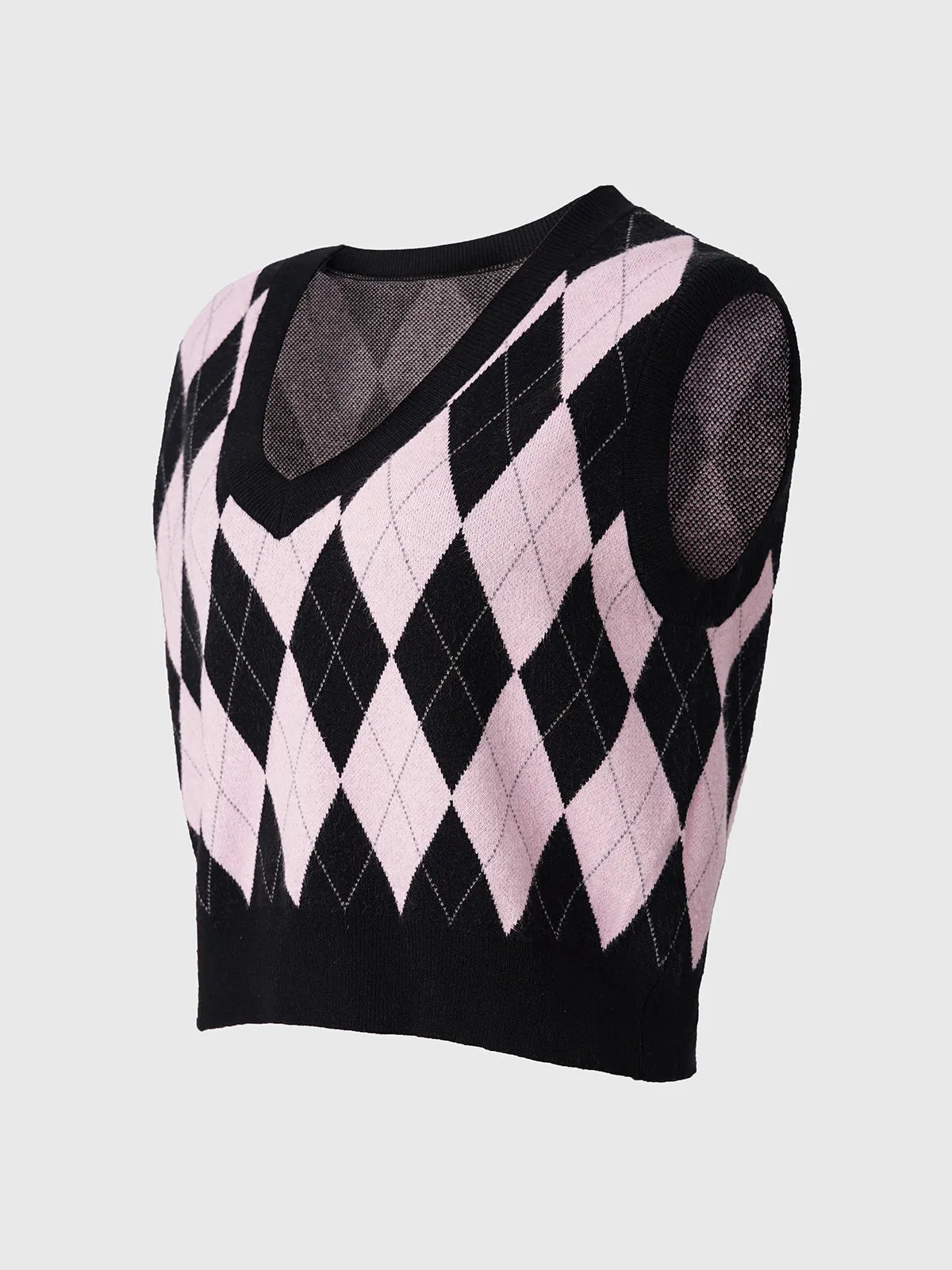 Knitted Diamond V-neck Vest