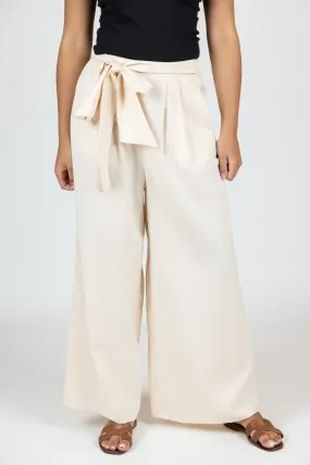 Linen Tie Wide Leg Pants