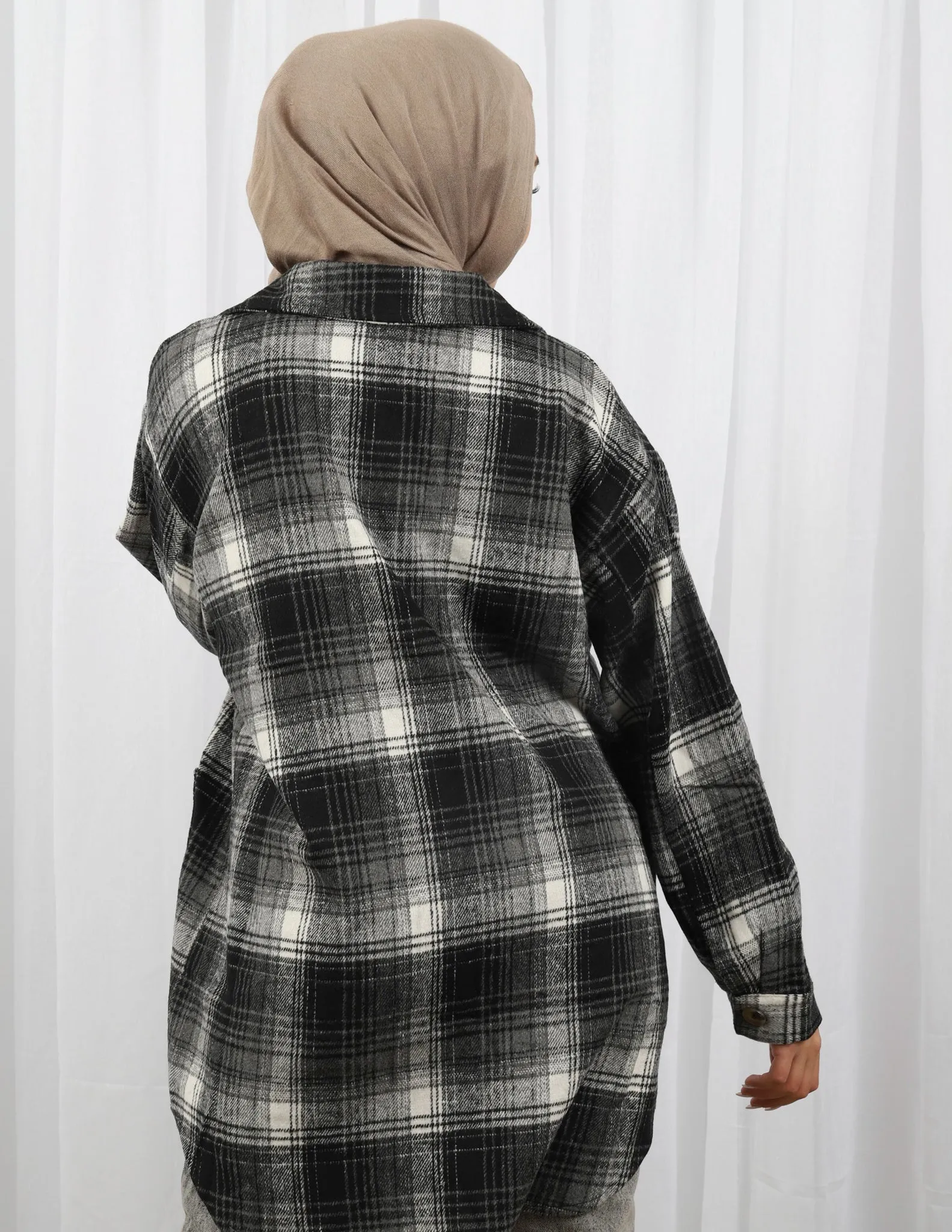 Long Checkered Shacket