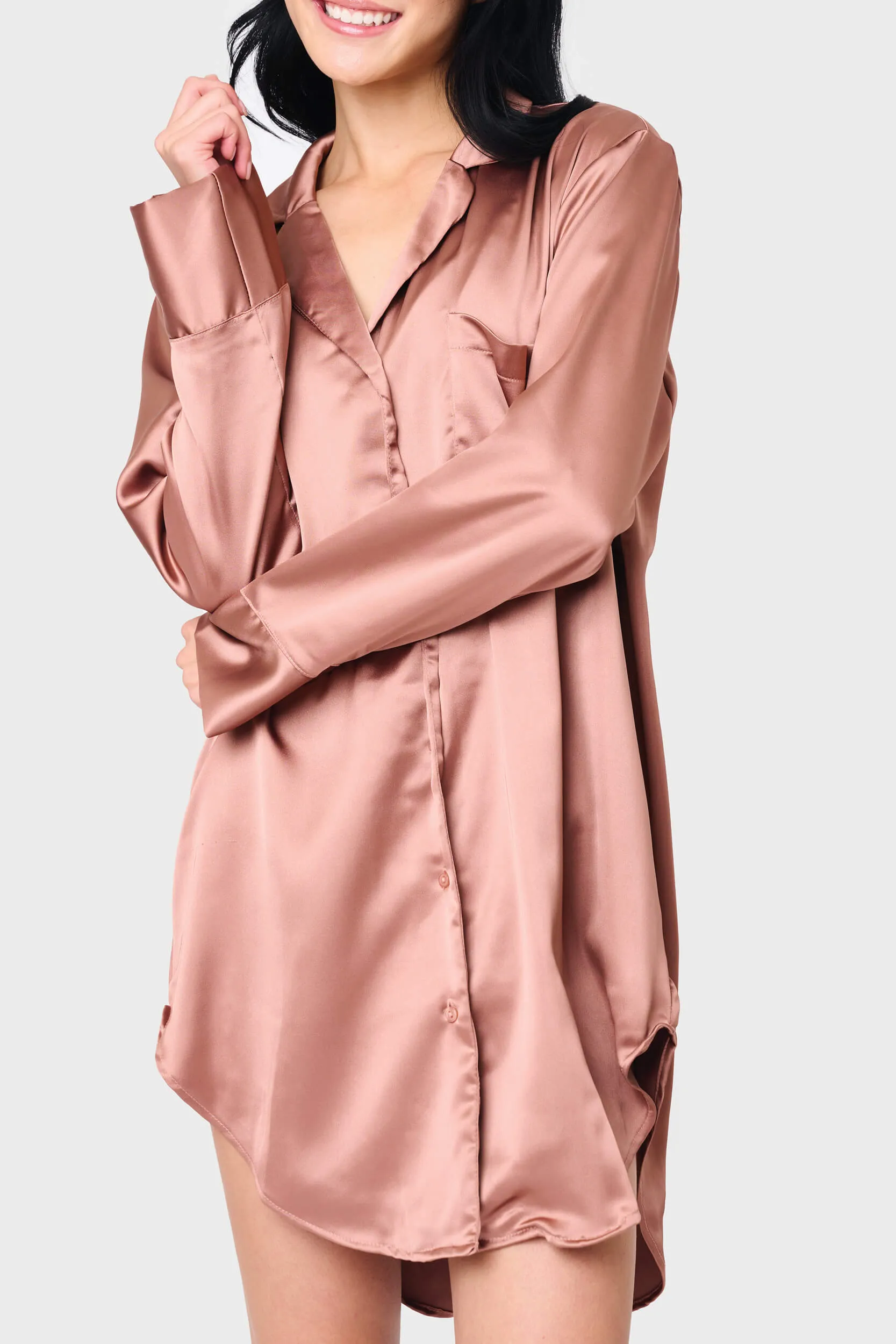 Luxe Lounge Button Up Silky Sleep Dress