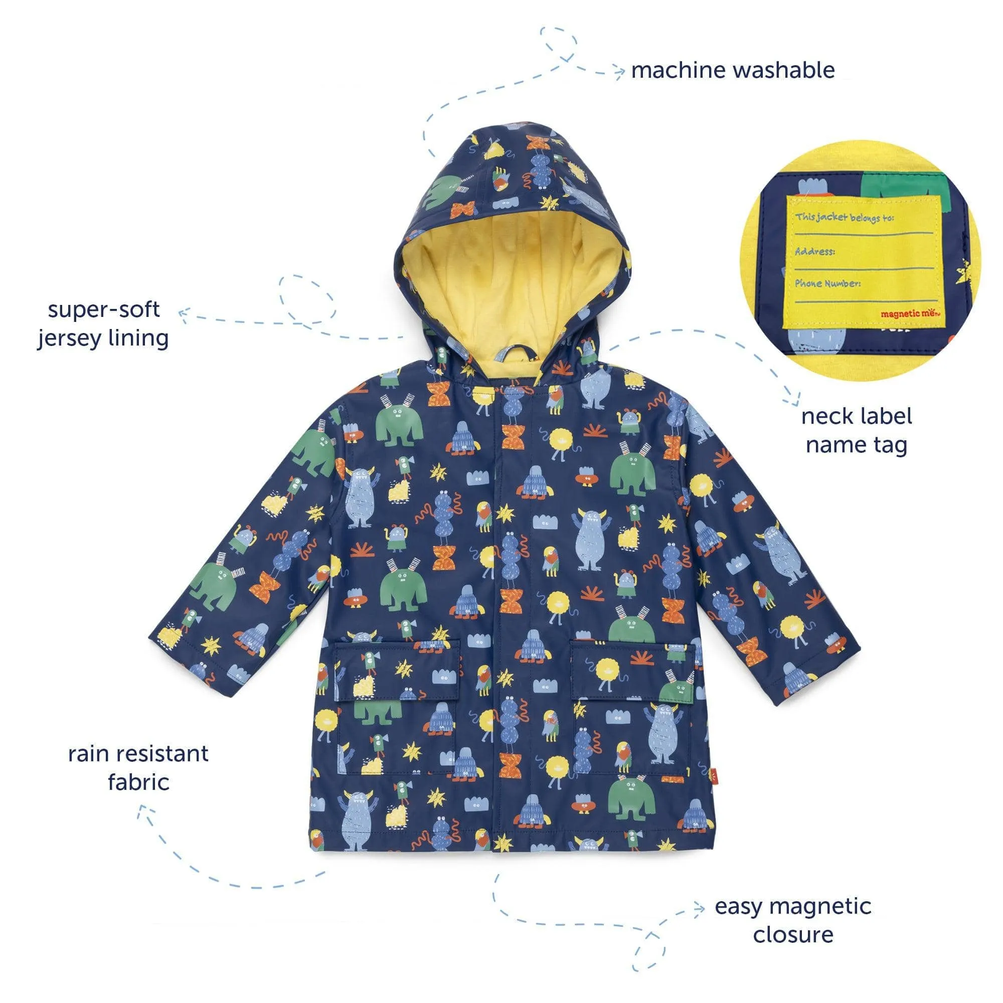 Magnetic Me - Raincoat - Blue Polka Dot Emoji