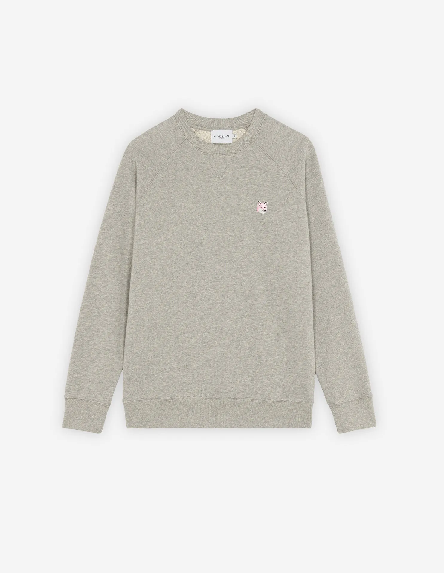 Maison Kitsune Men's Monochrome Fox Head patch Classic Sweatshirt Grey Melange JM00316KM0001 H150