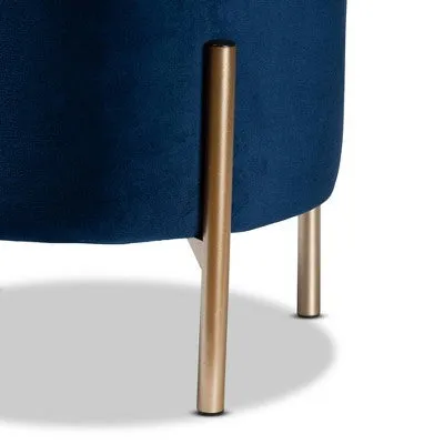 Malina Velvet Metal Storage Ottoman Navy Blue/Gold - Baxton Studio