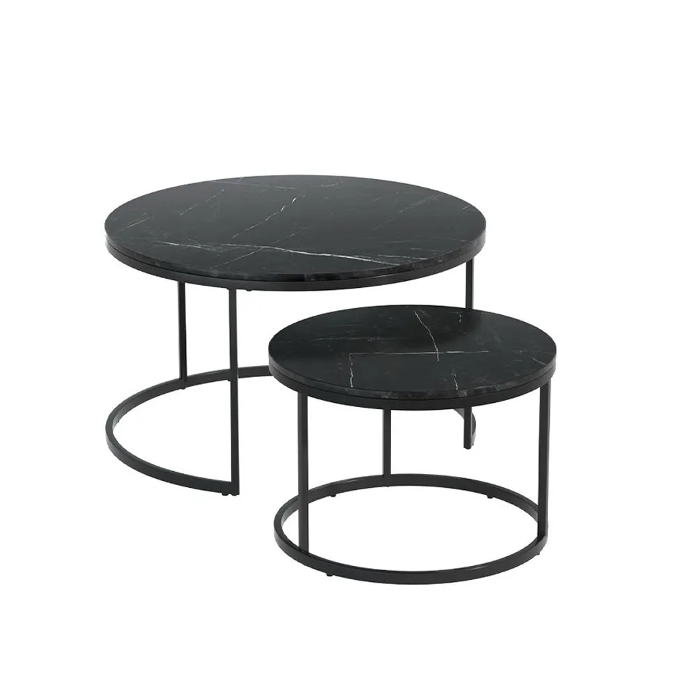 Marble Effect Nesting Coffee Tables Set of 2 - Artiss