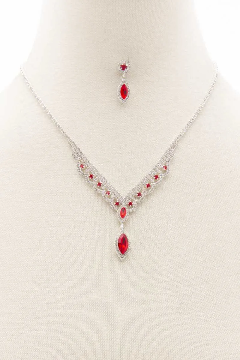 Marquise Shape Rhinestone Necklace