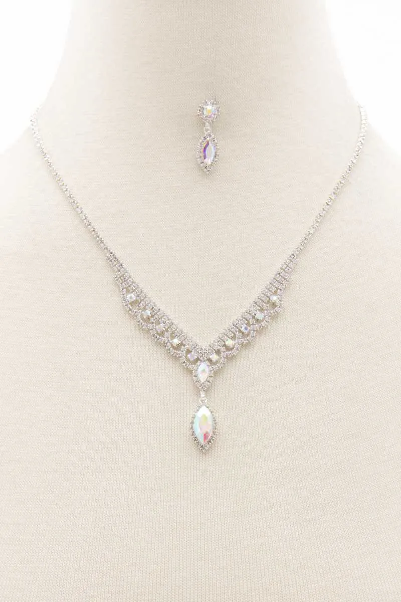 Marquise Shape Rhinestone Necklace