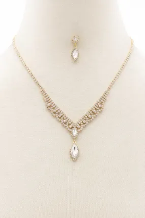 Marquise Shape Rhinestone Necklace