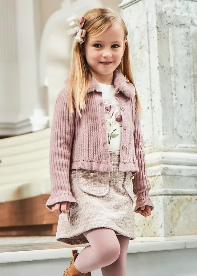 Mayoral Girls Rose Pink Tweed Skirt