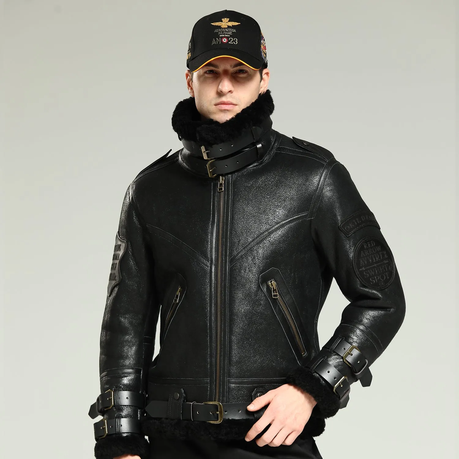 Men's  Black B-3 Sheepskin Jacket