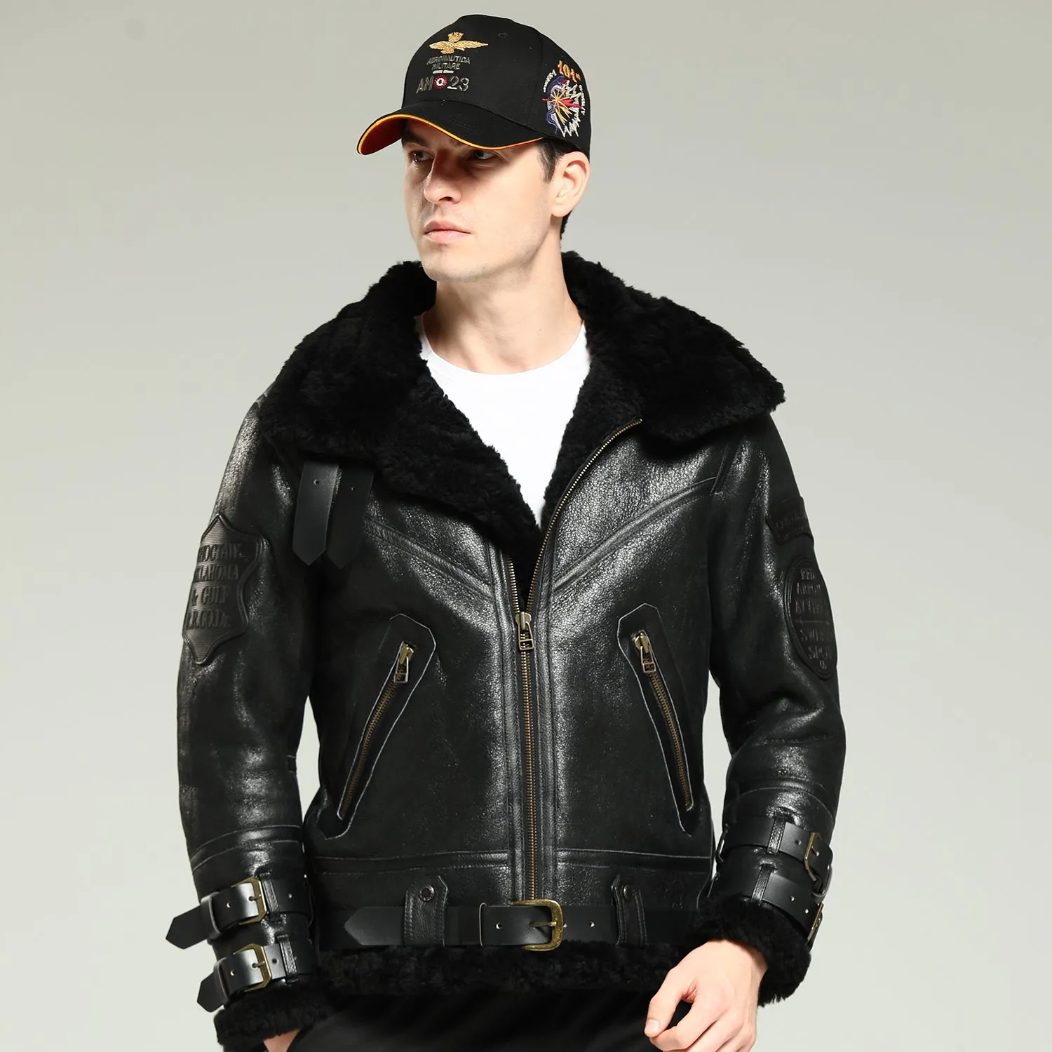 Men's  Black B-3 Sheepskin Jacket