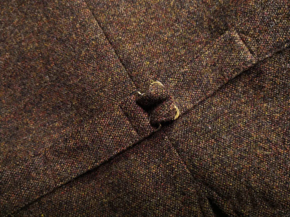 Men's Brown Tweed Hunting Vest Notch Lapel