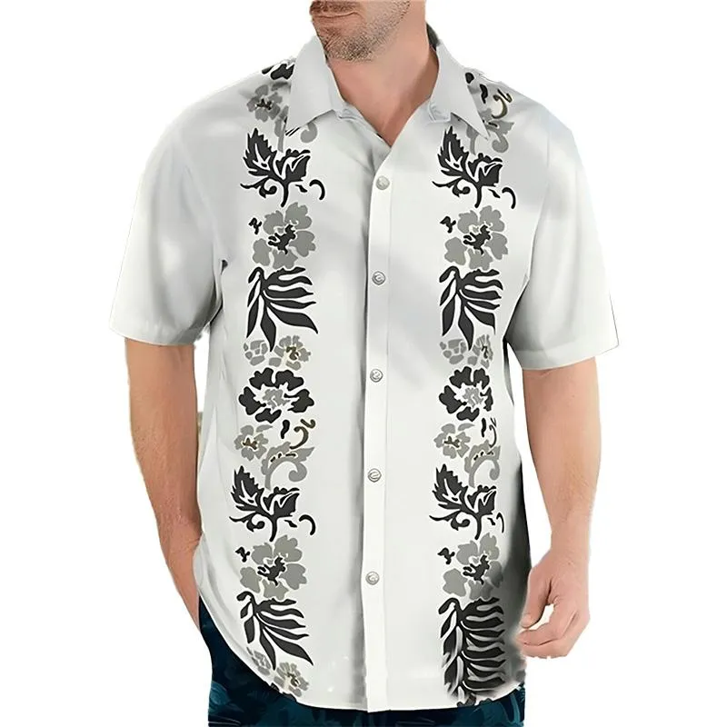 Men's Casual Loose Printed Short Sleeve Shirt 55229746YM