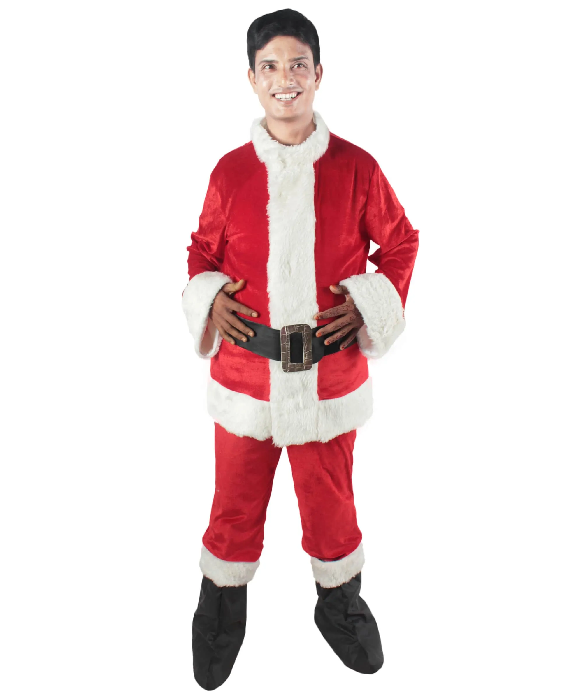 Men's Christmas Santa Body Suit Costume Bundle