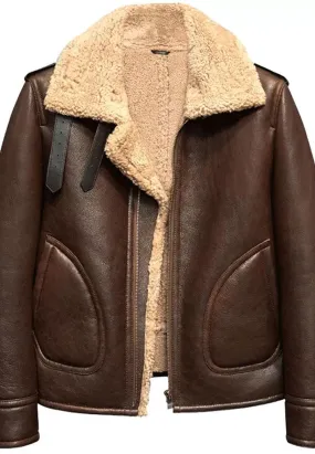 Men’s Dark Brown Leather Shearling Jacket