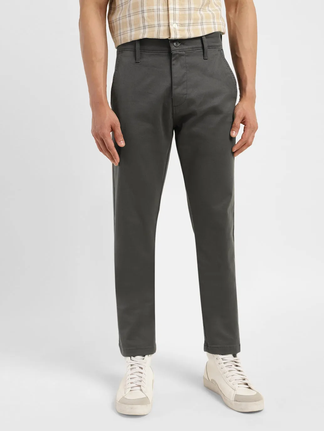 Men's Grey Slim Tapered Fit Chinos