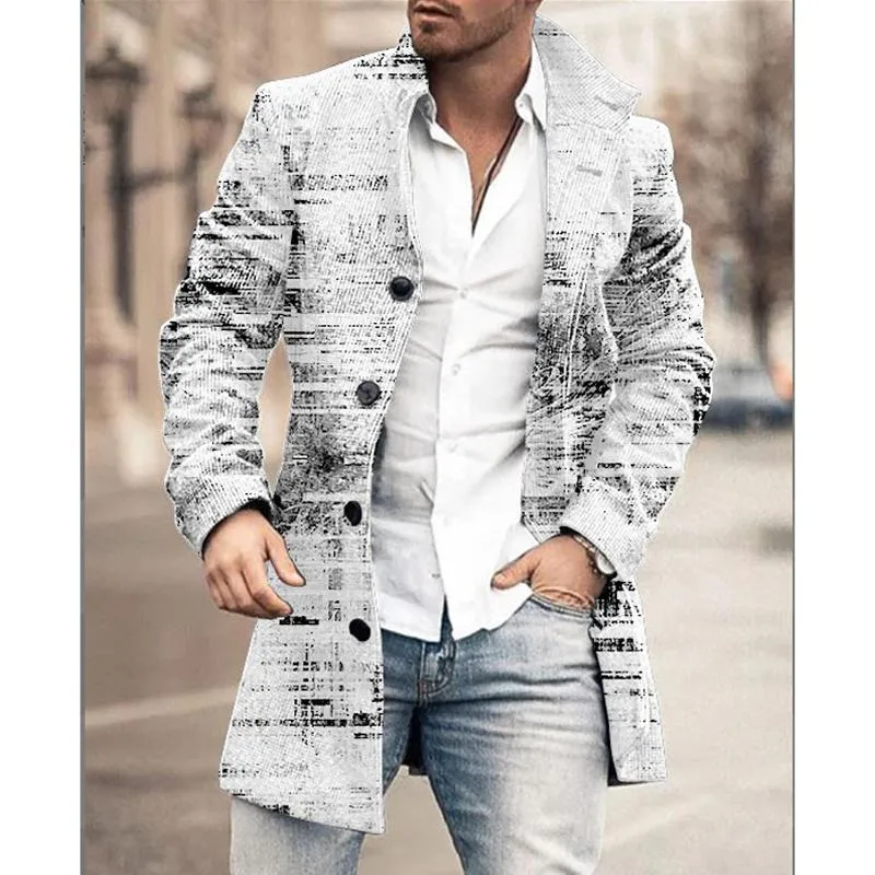 Men's Mid-Length Plaid Print Casual Coat 88953926L