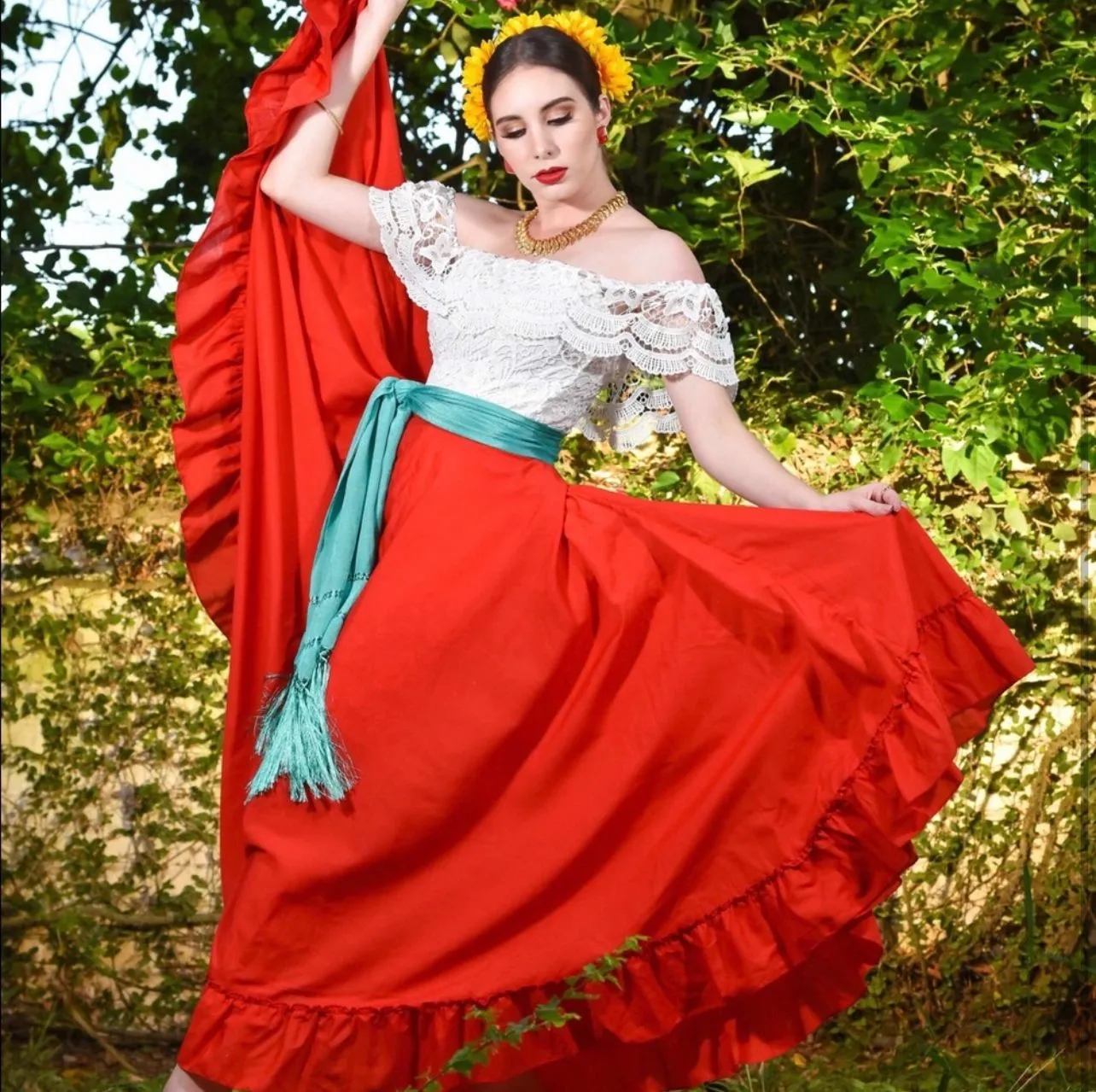 Mexican Folklorico Royal Blue Solid Skirt