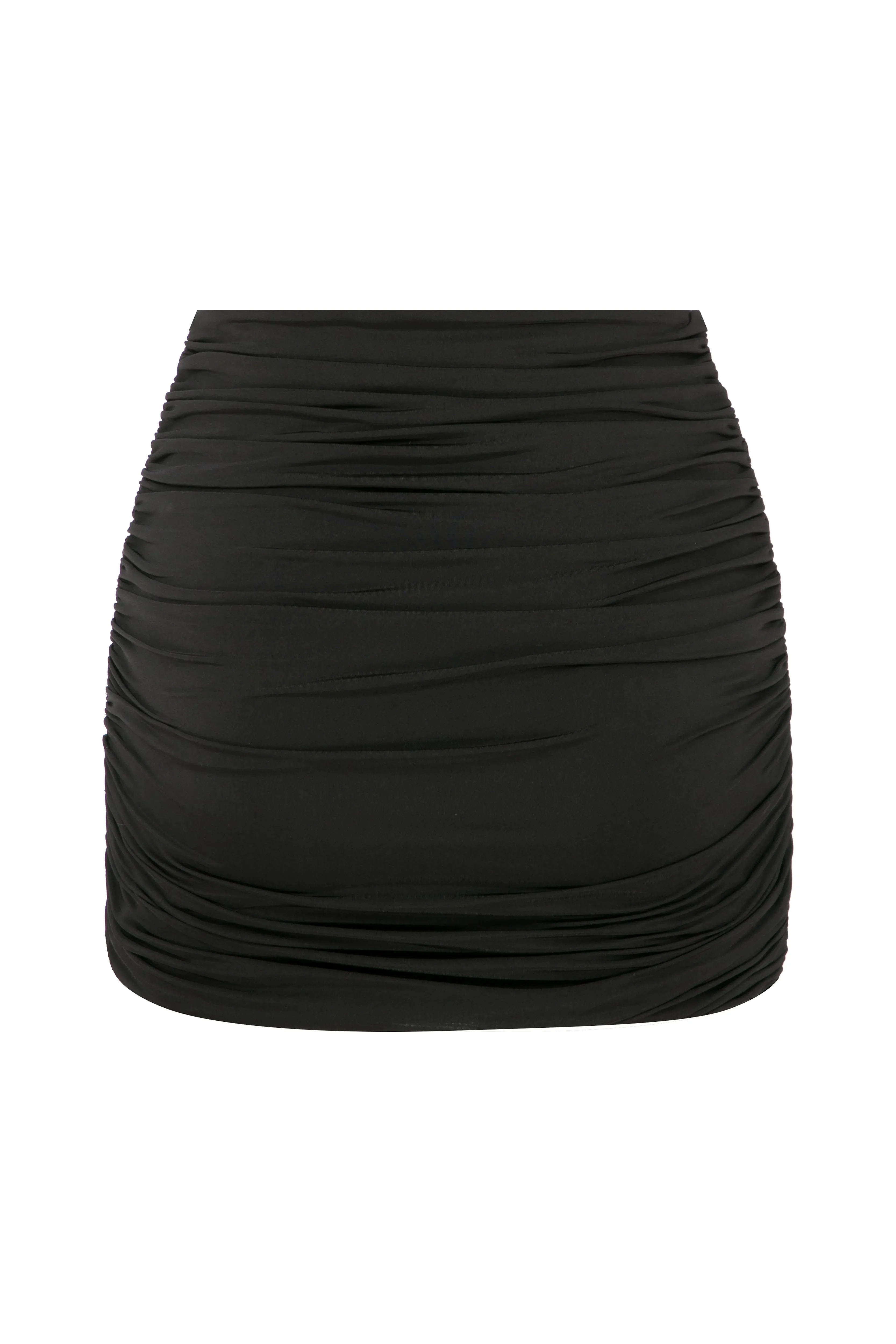 Micha Jersey Asymmetric Mini Skirt in Black