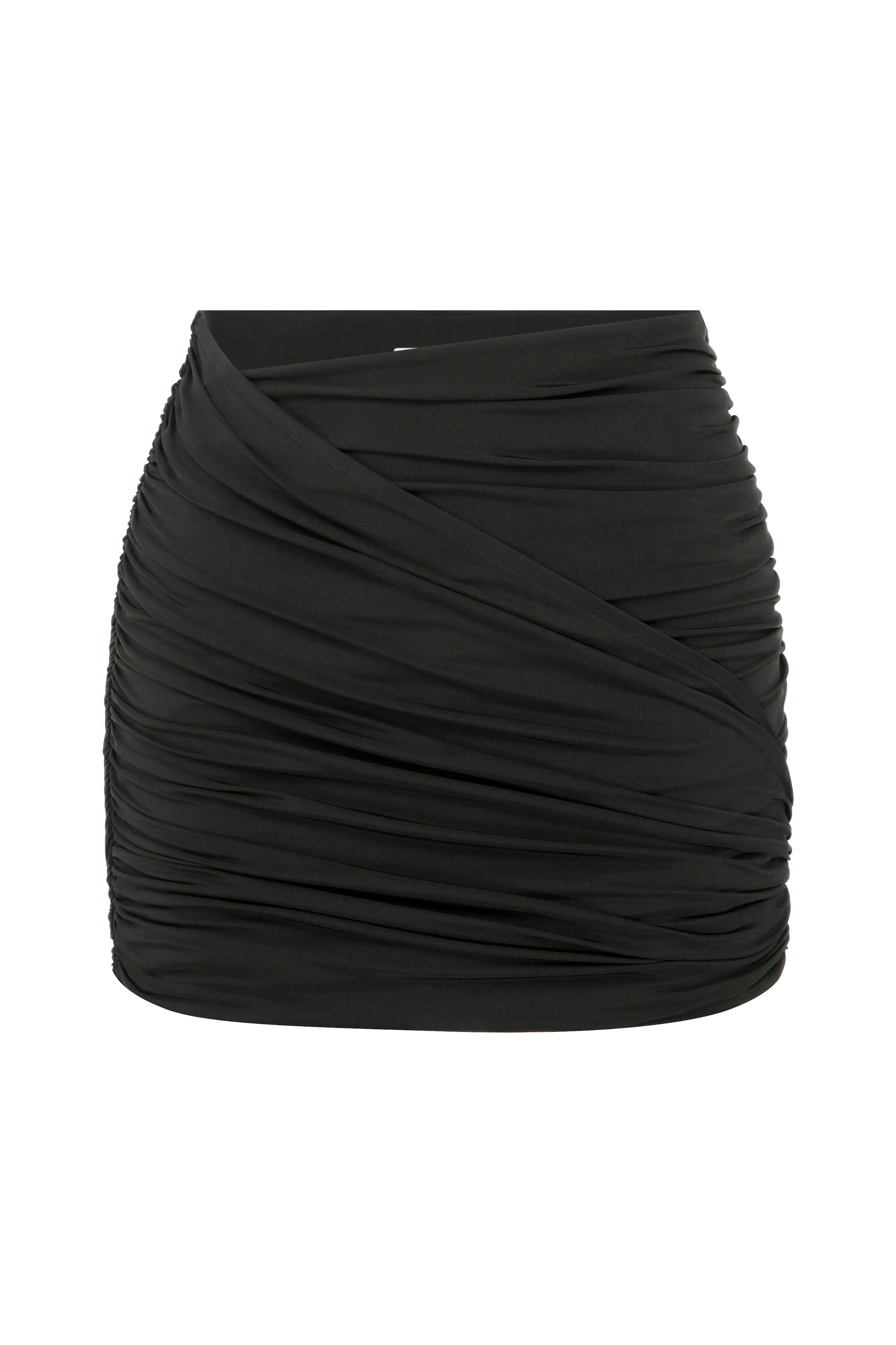 Micha Jersey Asymmetric Mini Skirt in Black