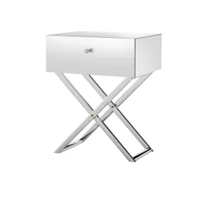 Mirrored Bedside Table Silver