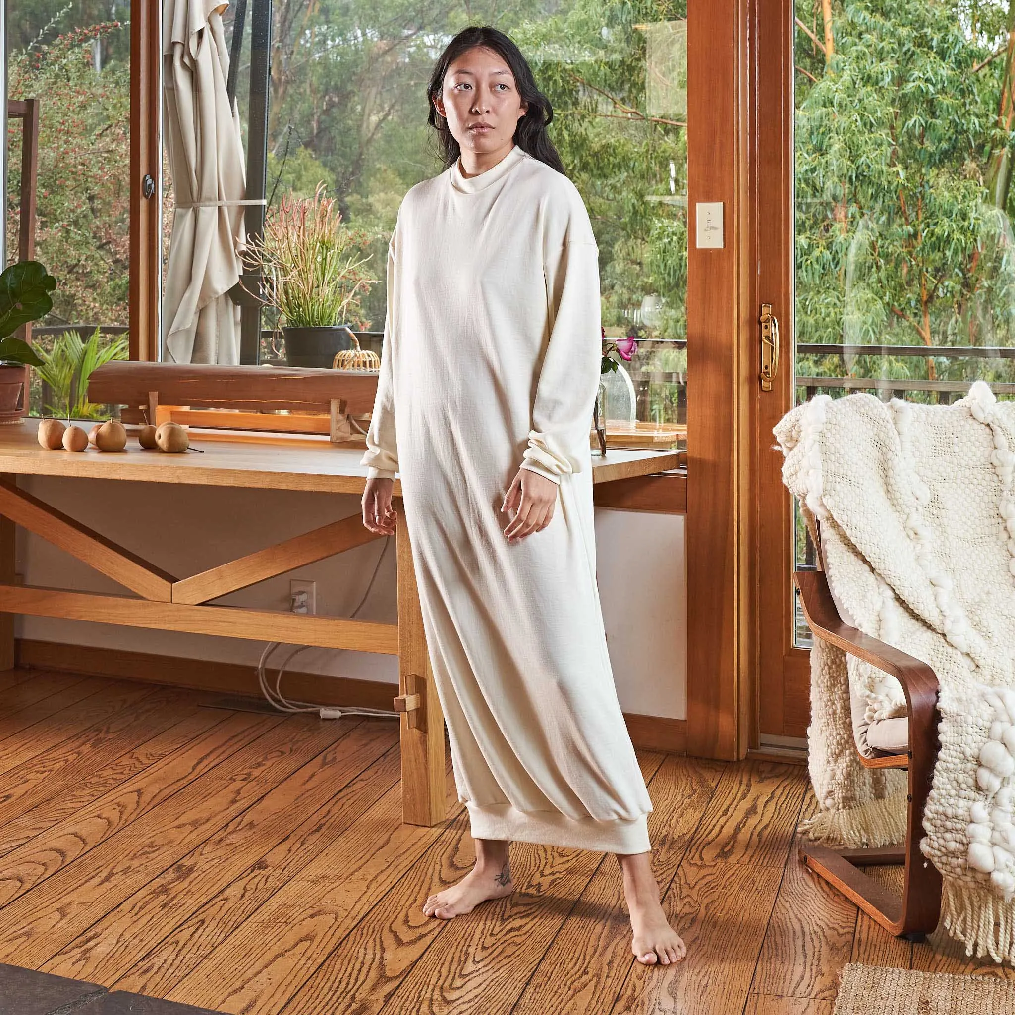 Mockneck Sweaterdress, Undyed Merino Wool