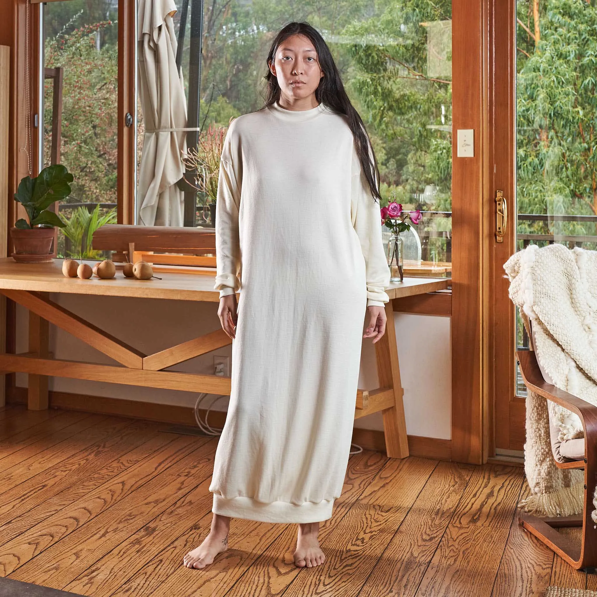 Mockneck Sweaterdress, Undyed Merino Wool