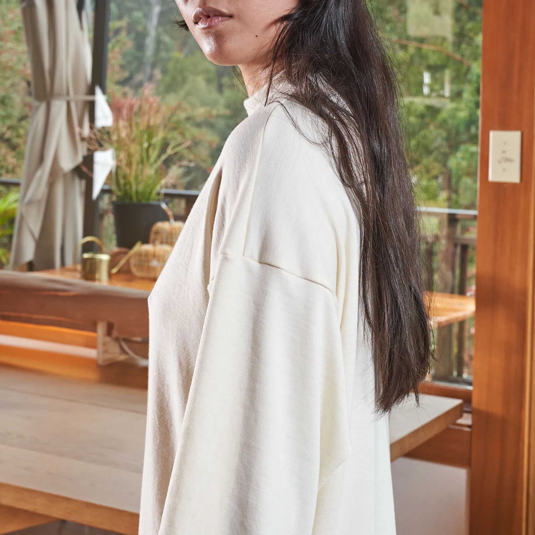 Mockneck Sweaterdress, Undyed Merino Wool