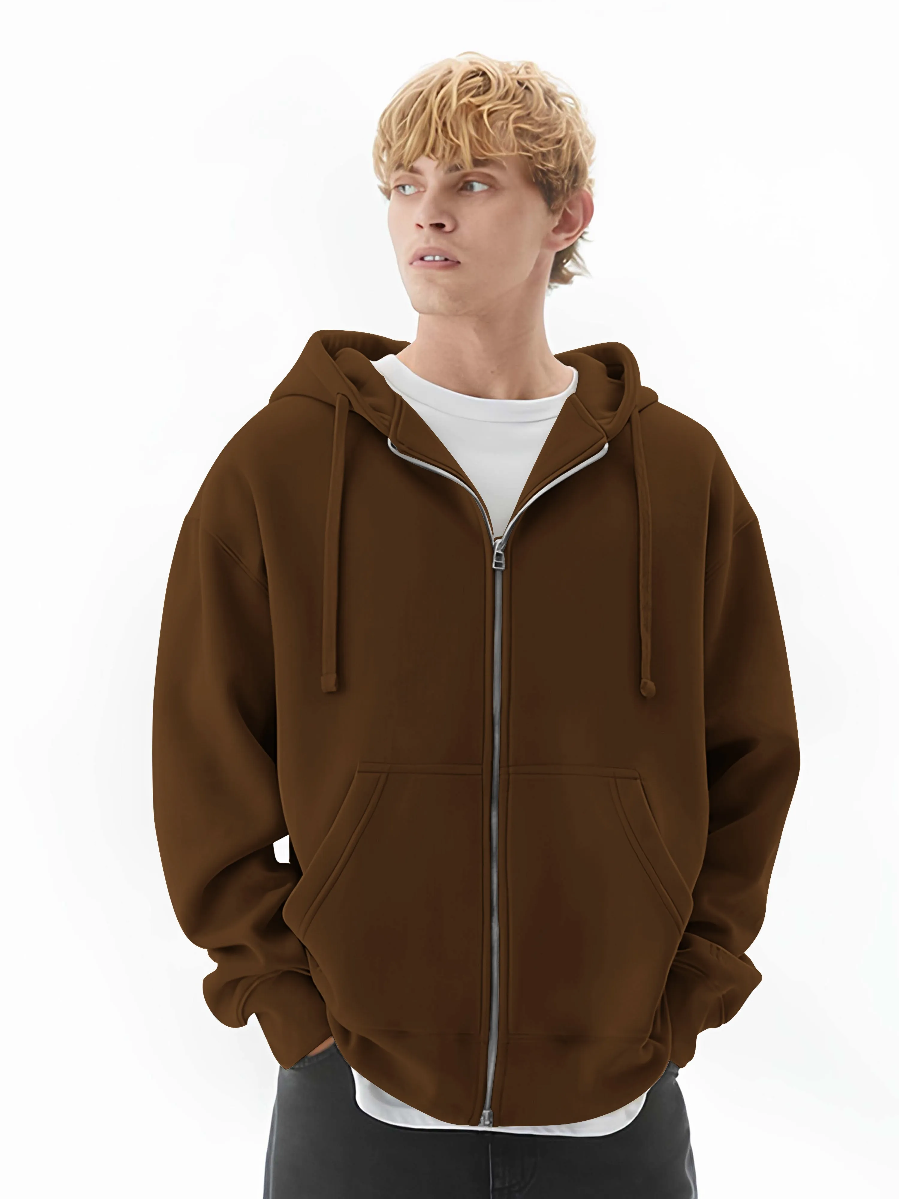 Monochrome Brown Cozy Cut Hoodie Sweatshirt