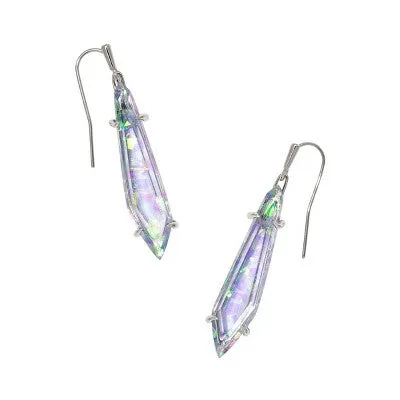 New - Kendra Scott Alice Foil Flakes Rhodium Over Brass Drop Earrings - Silver/Iridescent