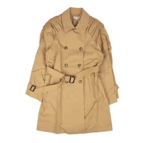 NWT OPENING CEREMONY Sand Brown Cotton Smocked Trench Coat Size S $580