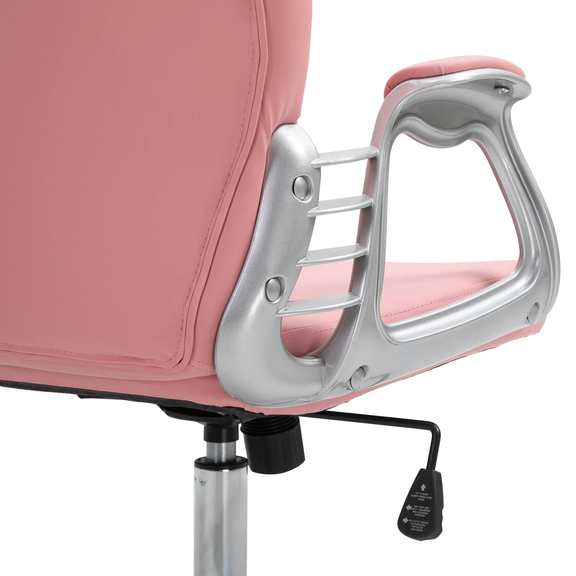 Office Chair PU Diamante Padded Ergonomic 360° Swivel Pink