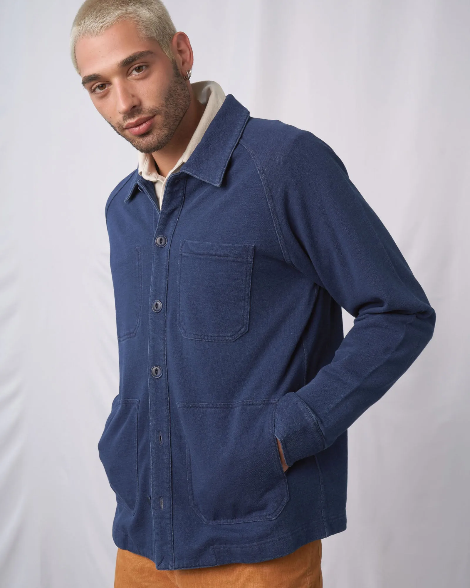 Organic Indigo Knit Chore Coat