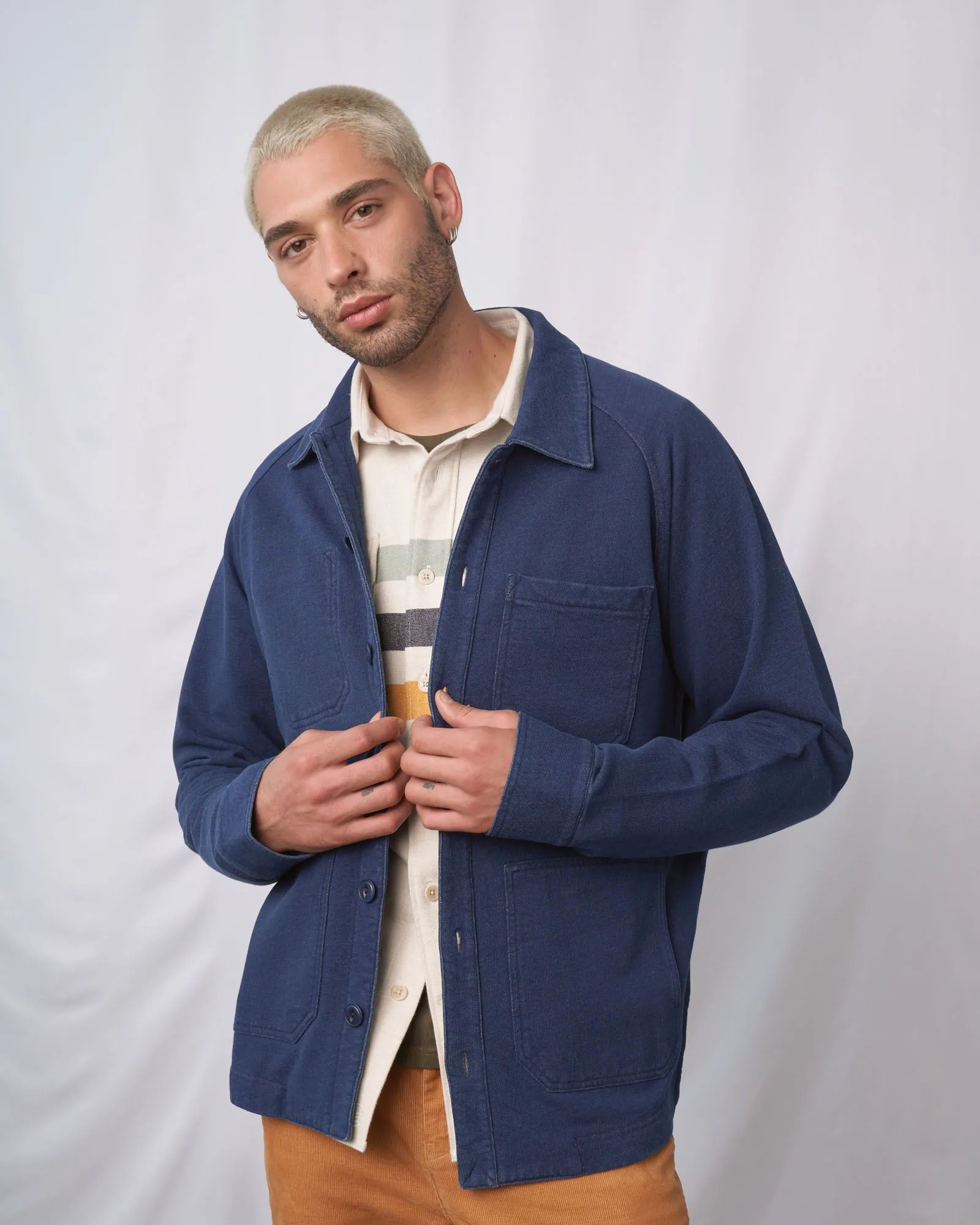 Organic Indigo Knit Chore Coat