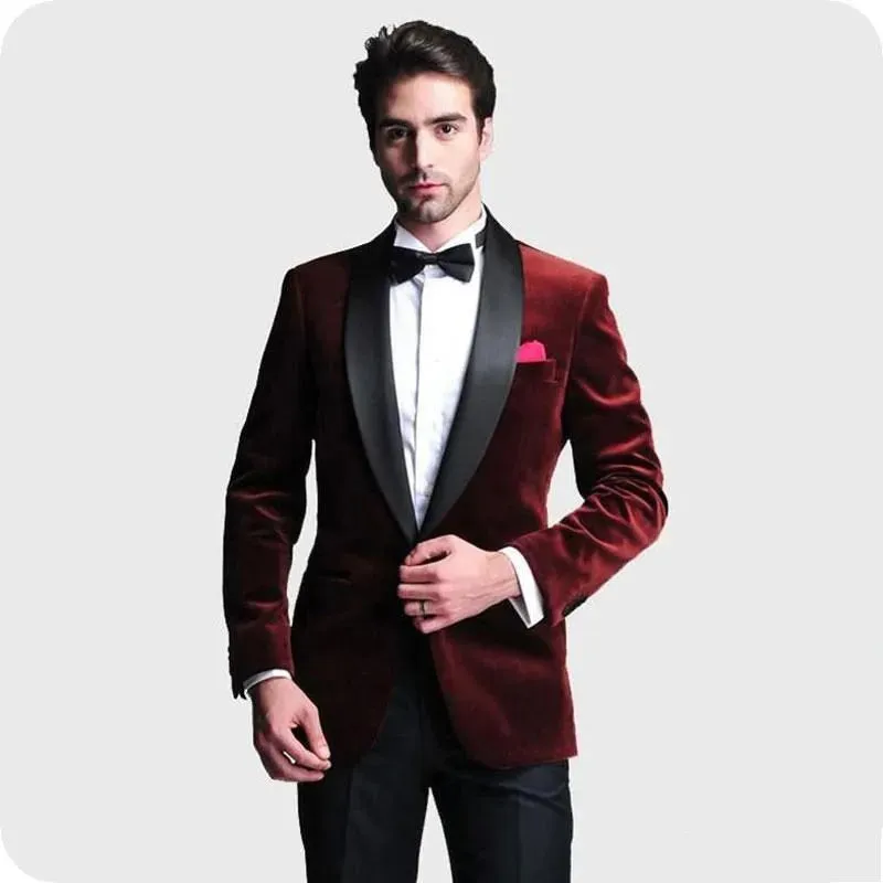 Peak Lpael Groom Tuxedos Mens Coat Trousers 2 Set Man Work Business Suit Prom Dress Customize W:1239