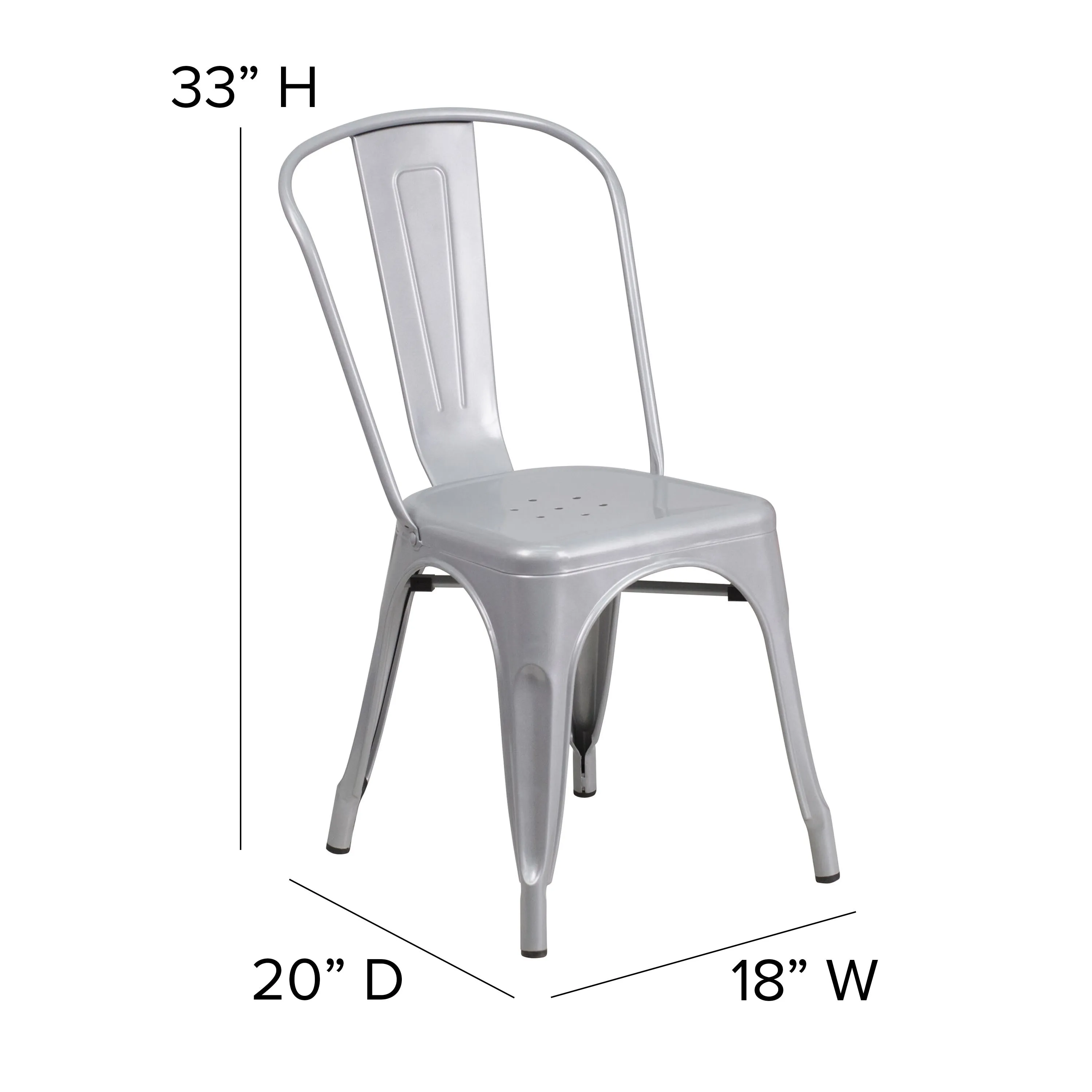 Perry Commercial Grade Metal Indoor-Outdoor Stackable Chair with All-Weather Polystyrene Seat