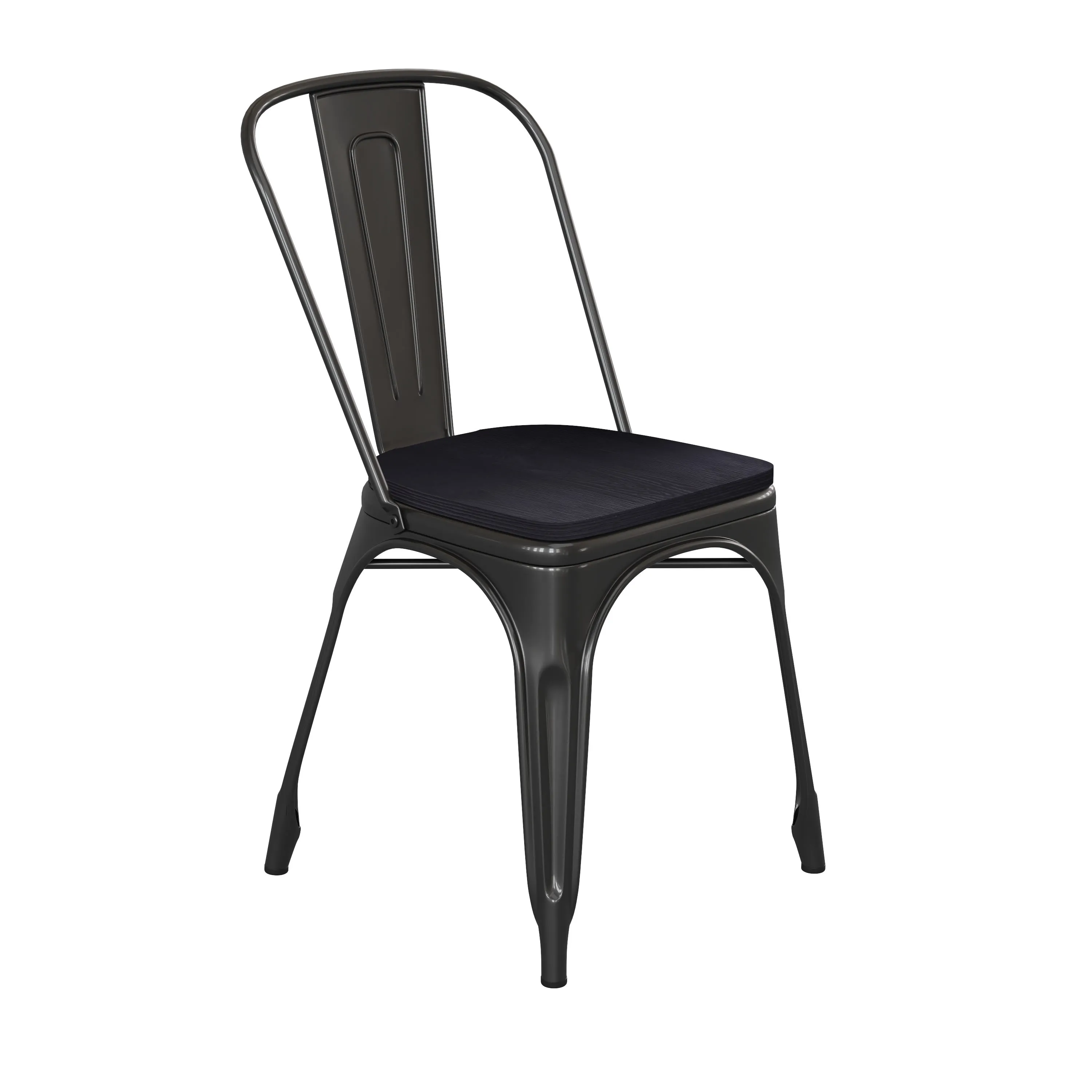 Perry Commercial Grade Metal Indoor-Outdoor Stackable Chair with All-Weather Polystyrene Seat