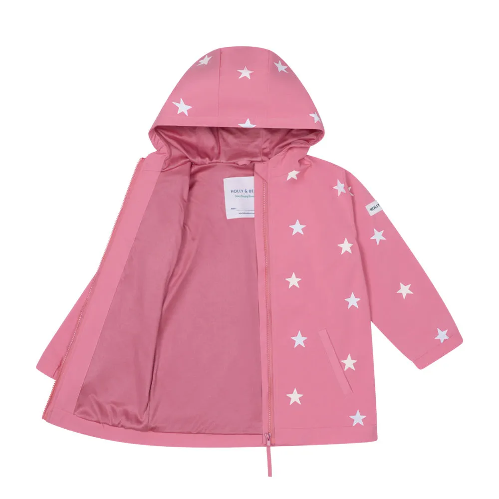 Pink Star Color Changing Kids Raincoat